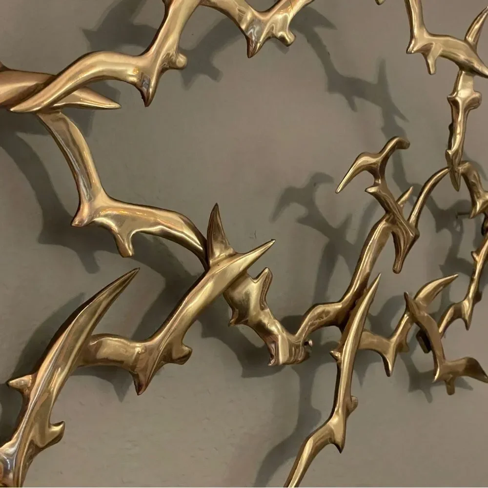 ♥️ BIJAN SIGNED~SEAGULLS~BIRD BRASS METAL ART WALL SCULPTURE~JERE MID CENTURY